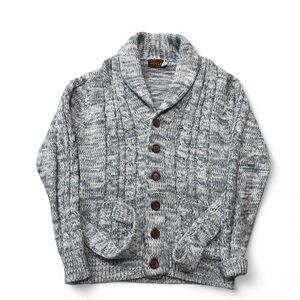 True Vintage 60s Hoyle knitting mills shawl collar cable knit cardigan L women’s
